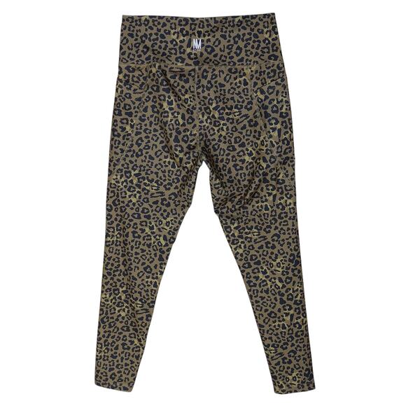 Nicole Miller Sport Leggings Size Large Black and Brown Animal Print High Rise - Picture 3 of 6